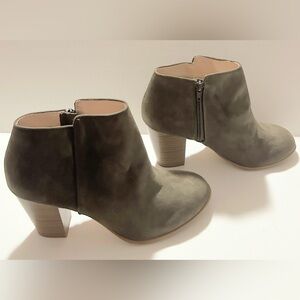 Old Navy Faux Suede Army Green Block Heel Ankle Boots
